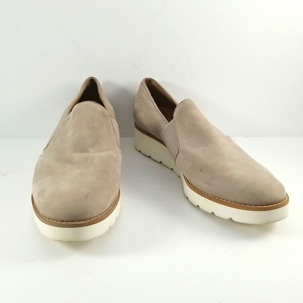 Franco Sarto Amalie Taupe Leather Platform Slip On Sneakers Loafers Womens 7.5